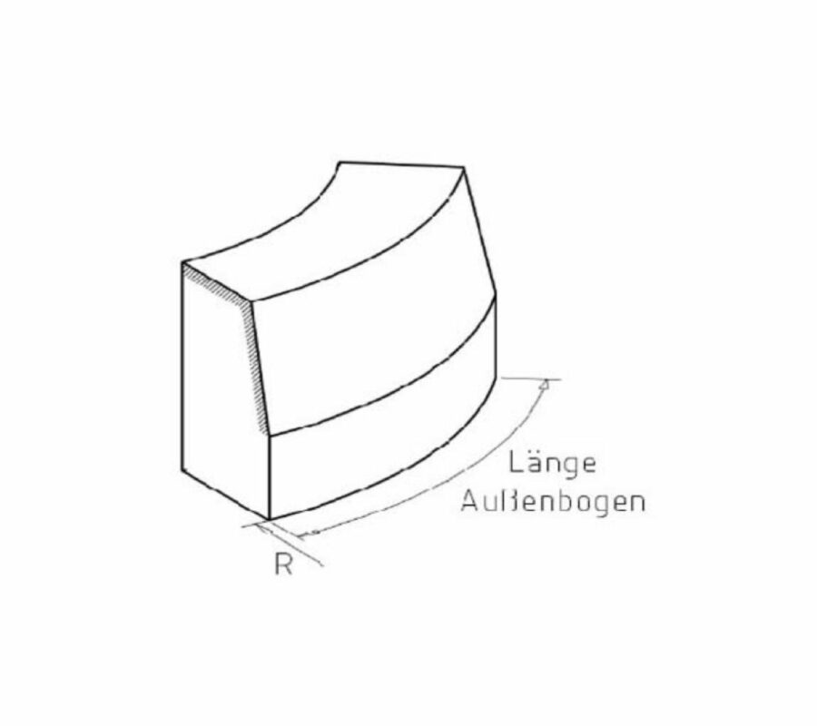 Außenradius Granithochbord